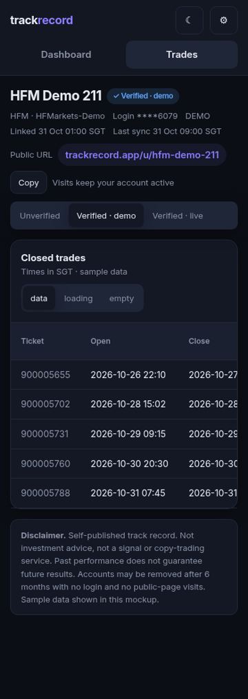 Trades screenshot